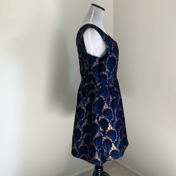 J. Crew Peacock Jacquard Fit and Flare Party Dress - Picture 3 of 11